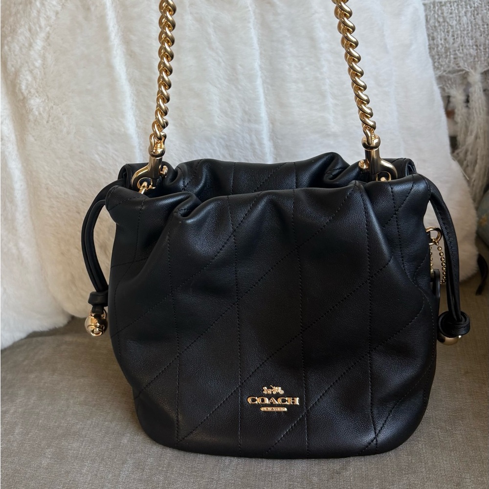 Coach Faye Mini Drawstring Bag - Quilted Black